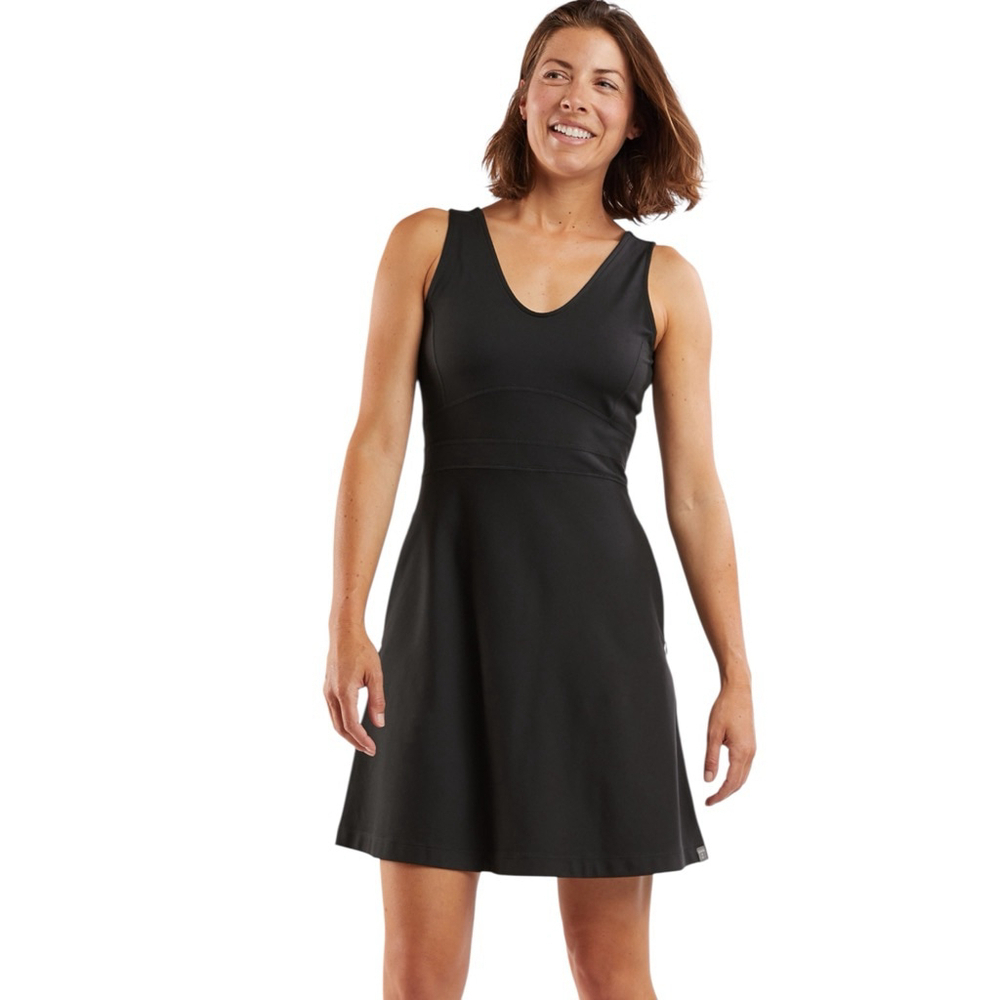 Title Nine Dream V Neck Dress XL Black Travel Athletic Fit Flare Casual Comfy